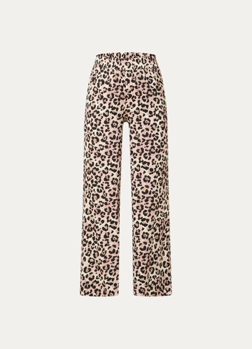 BLLMR Harper high waist loose fit pantalon met panterprint en steekzakken - voorkant lichtbruin
