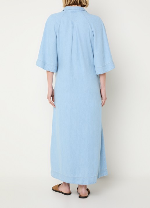 BLLMR Julie midi denim tuniekjurk met steekzakken - achterkant lichtblauw