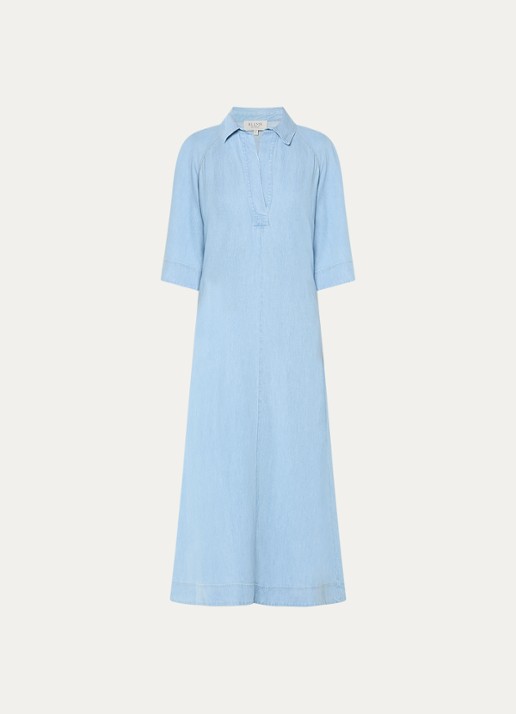 BLLMR Julie midi denim tuniekjurk met steekzakken - voorkant 3 lichtblauw
