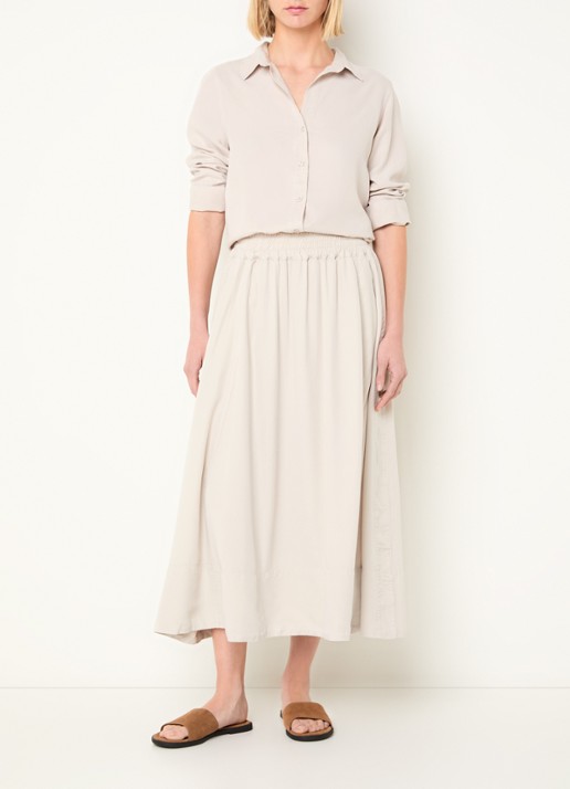 BLLMR Laila midi A-lijn rok met elastische band - voorkant 3 beige
