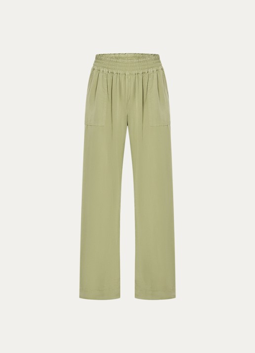 BLLMR Stella high waist straight fit pantalon met opgestikte zakken - voorkant 2 olijfgroen