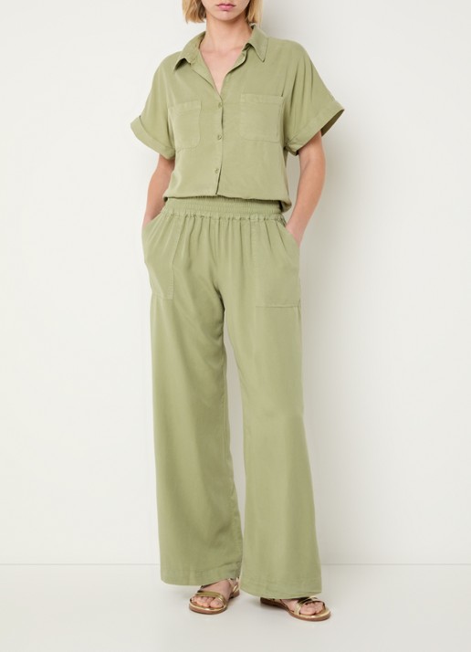 BLLMR Stella high waist straight fit pantalon met opgestikte zakken - voorkant 3 olijfgroen