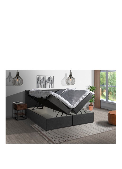 Bloemendaal Guardar Boxspring met opbergruimte inclusief matras en topper - voorkant 7 antraciet