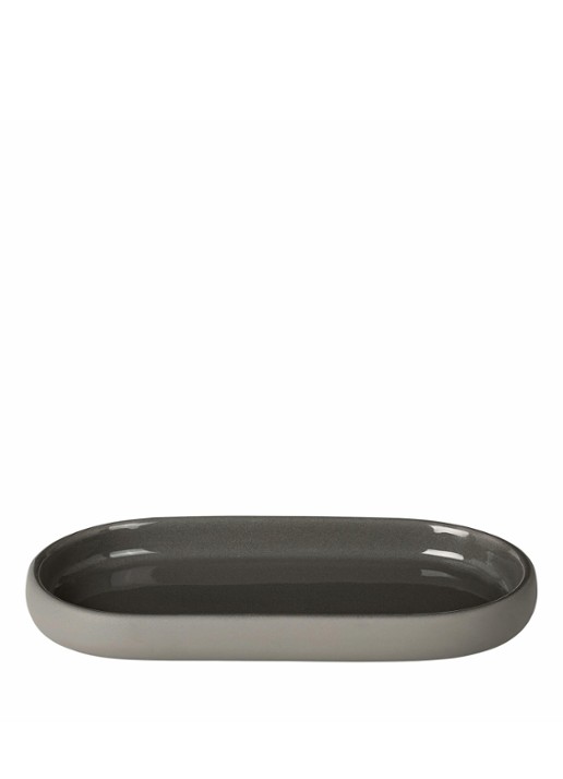 Blomus Sono zeepschaal van keramiek 19 cm - voorkant grijs