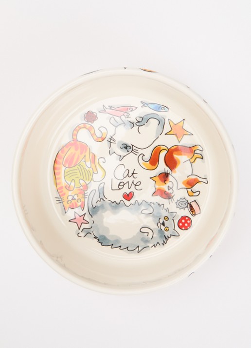 Blond Amsterdam Cat Love voerbak voor katten 15,5 cm - voorkant 2 gebroken wit
