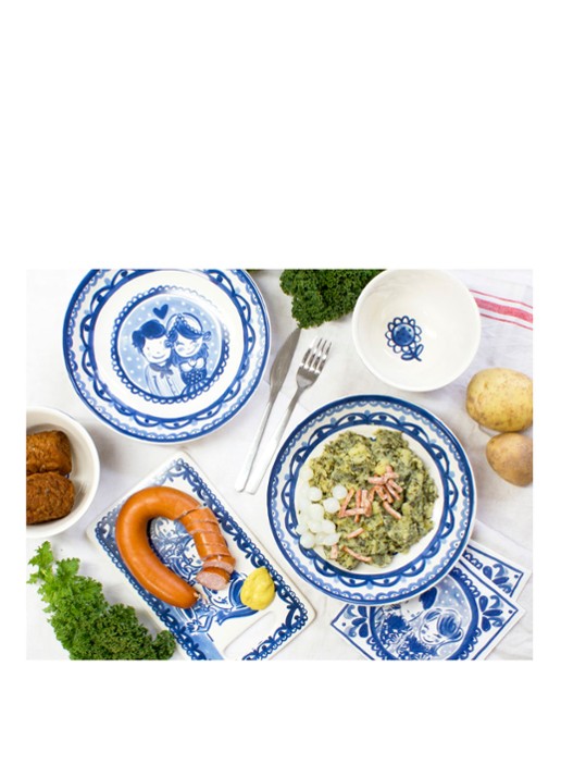 Blond Amsterdam Delfts Blond dinerbord 26 cm - voorkant 2 donkerblauw