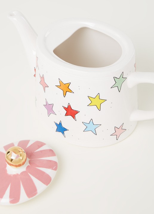 Blond Amsterdam Even Bijkletsen Star Mix theepot 1,5 liter - detail 3 wit