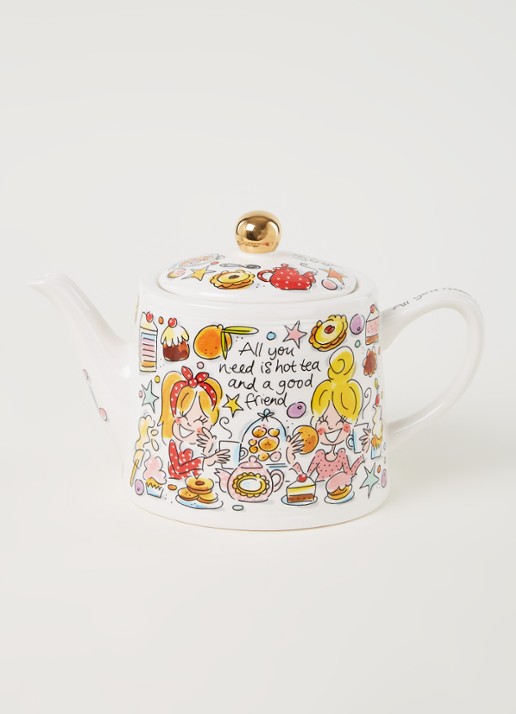 Blond Amsterdam Even Bijkletsen You and me theepot 1,5 liter - voorkant 2 multicolor