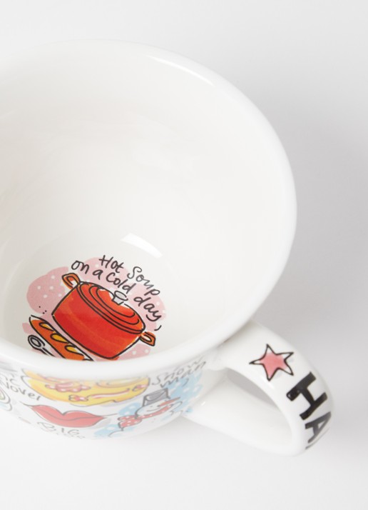 Blond Amsterdam Happy soepkom 14 cm - voorkant 2 gebroken wit