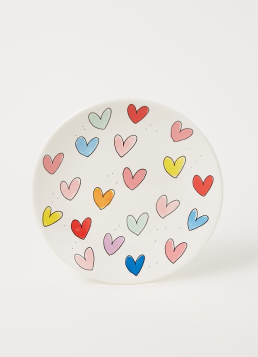Blond Amsterdam Hearts ontbijtbord 22 cm - voorkant 2 wit