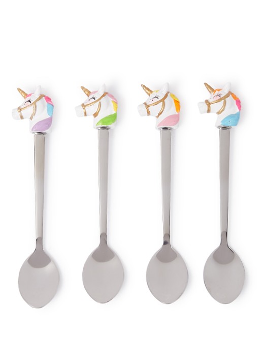 Blond Amsterdam Made with Magic Unicorn theelepels set van 4 - voorkant multicolor