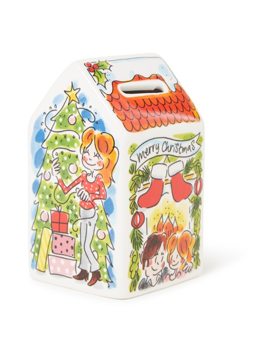 Blond Amsterdam Money House Christmas spaarpot 14 cm - voorkant 2 rood