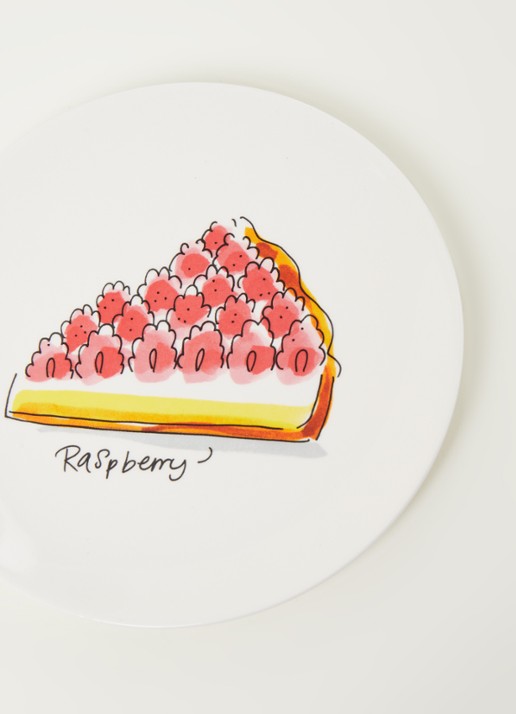 Blond Amsterdam Raspberry Pie gebaksbordje 18 cm - detail wit