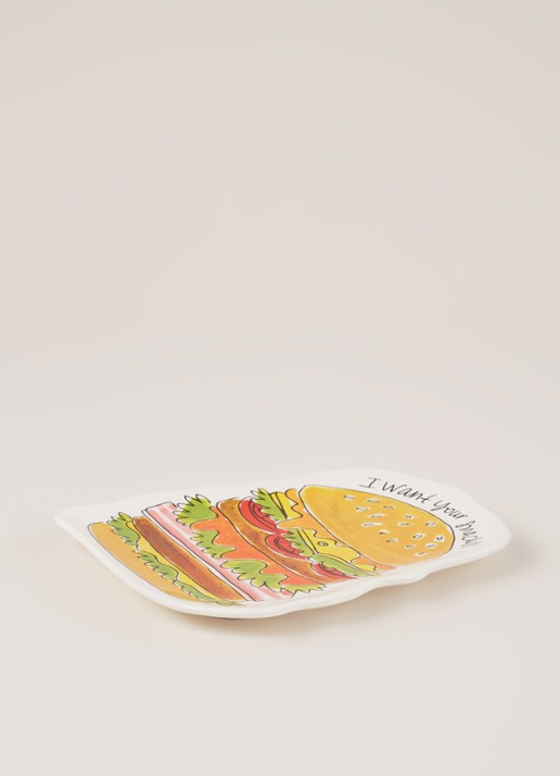 Blond Amsterdam Snack Burger gebaksbordje 20 x 16 cm - detail 3 wit