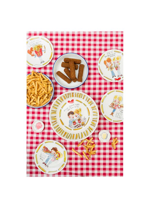 Blond Amsterdam Snack Burger gebaksbordje 20 x 16 cm - detail 6 wit