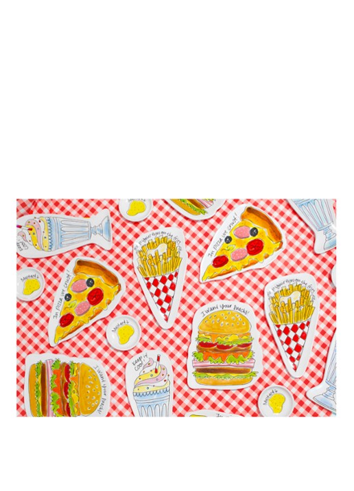 Blond Amsterdam Snack Burger gebaksbordje 20 x 16 cm - voorkant 2 wit