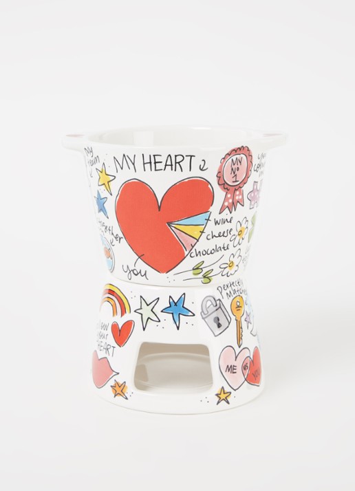 Blond Amsterdam Valentijn fondue set klein 18 cm - voorkant 2 multicolor