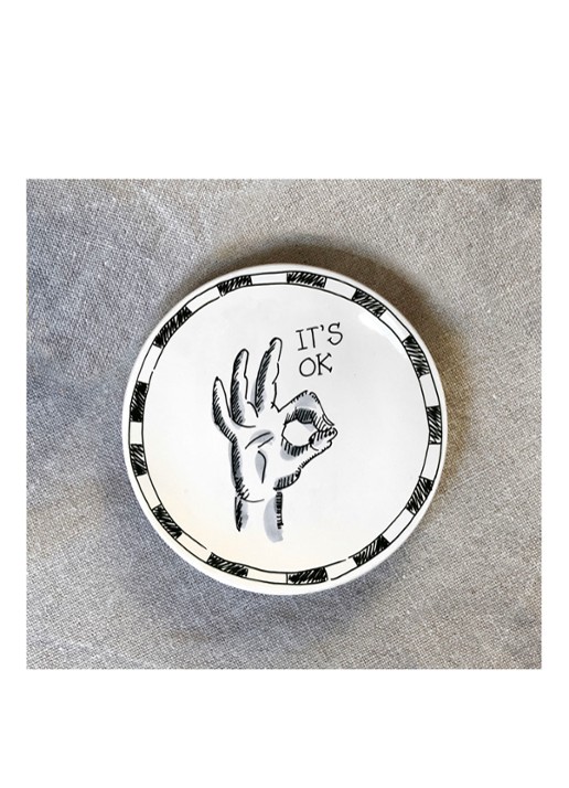 Blond Amsterdam X Noir It's Ok gebaksbordje 12 cm - voorkant 4 gebroken wit