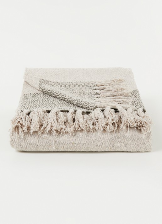 Bloomingville Fidan plaid in katoenblend 160 x 130 cm - voorkant 2 beige