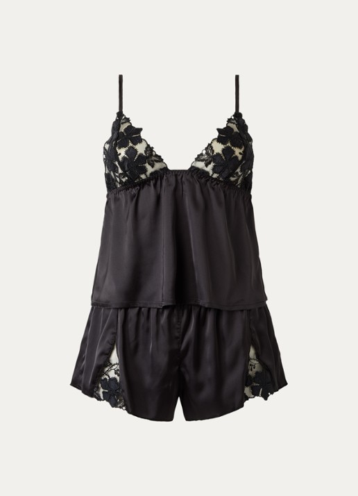Bluebella Alara pyjamaset van satijn met mesh en borduring