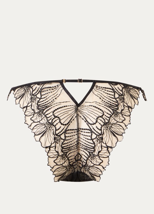 Bluebella Amarosa slip van mesh met borduring - achterkant 2 zwart