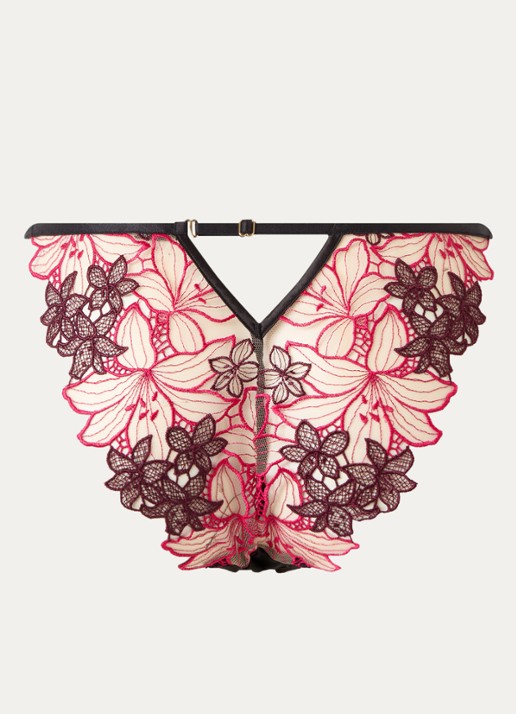 Bluebella Calantha slip van mesh met bloemborduring - achterkant 2 fuchsia