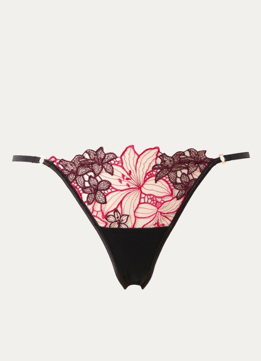 Bluebella Calantha slip van mesh met bloemborduring - voorkant fuchsia