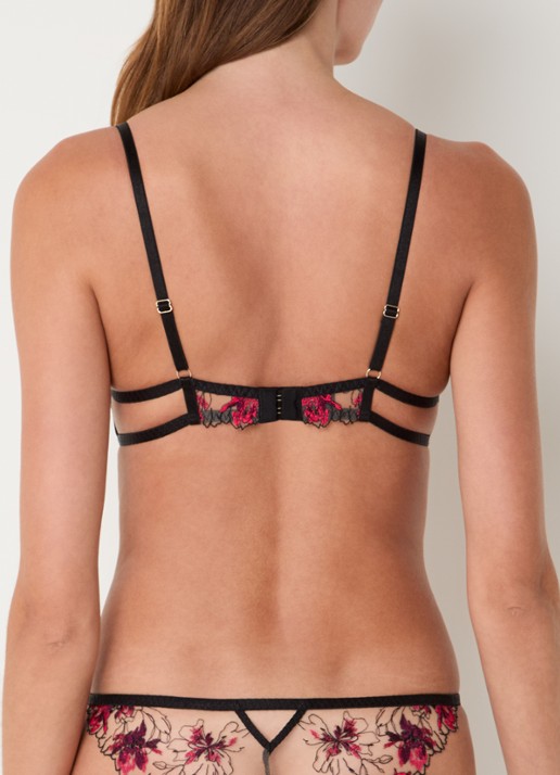 Bluebella Calista beugel bh van mesh met bloemborduring - achterkant zwart
