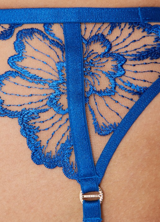 Bluebella Catalina jarretels met borduring - detail 2 blauw