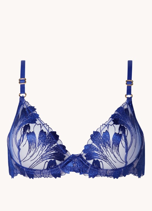 Bluebella Colette beugel bh van mesh met borduring - voorkant kobaltblauw