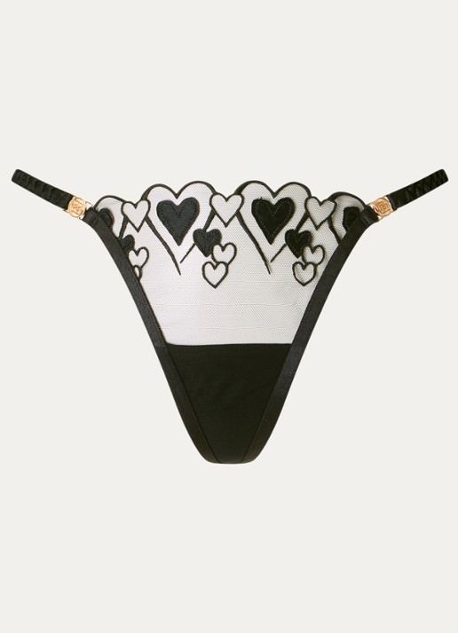 Bluebella Harlow string met mesh en borduring - voorkant 4 zwart
