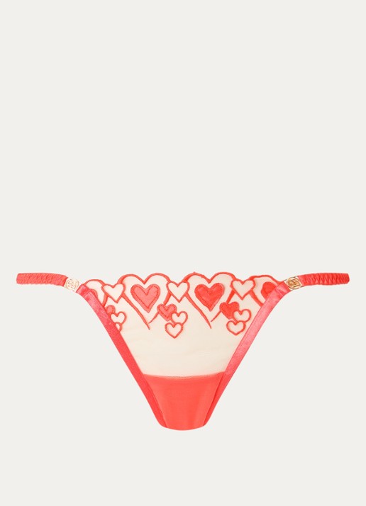 Bluebella Harlow string met mesh en borduring - voorkant koraal