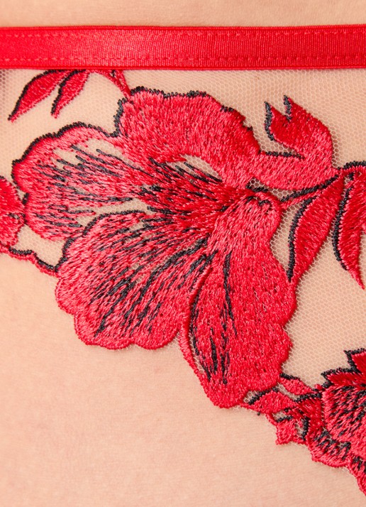Bluebella Lavanya jarretels van mesh met borduring - detail 5 rood