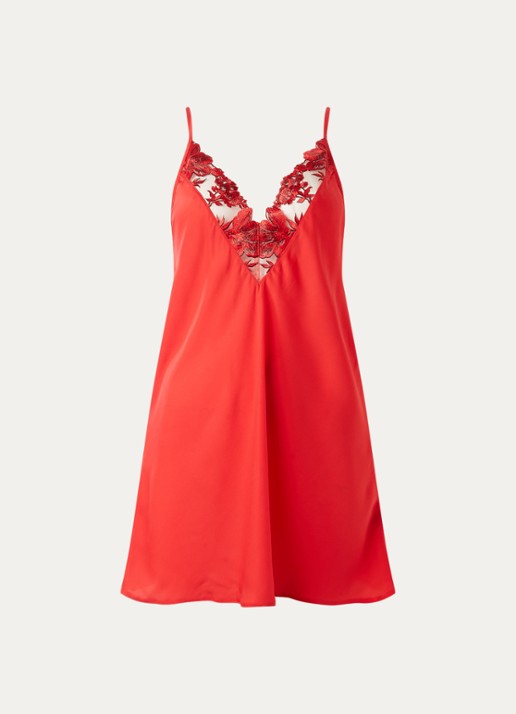 Bluebella Lavanya slipdress met bloemborduring - voorkant 4 rood