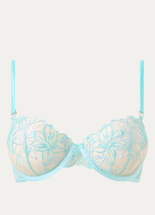 Bluebella Lilly beugel bh met bloemborduring - voorkant blauw
