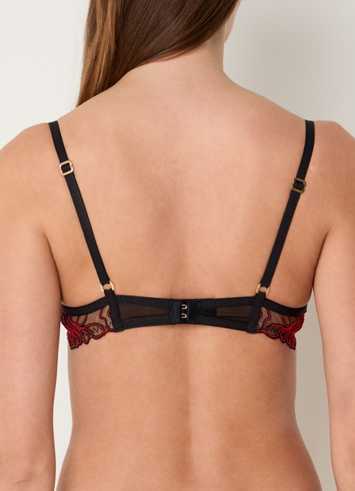 Bluebella Malina beugel bh van mesh met borduring - achterkant rood