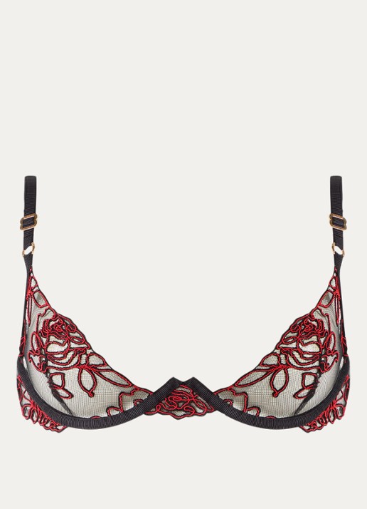 Bluebella Malina beugel bh van mesh met borduring - voorkant 2 rood