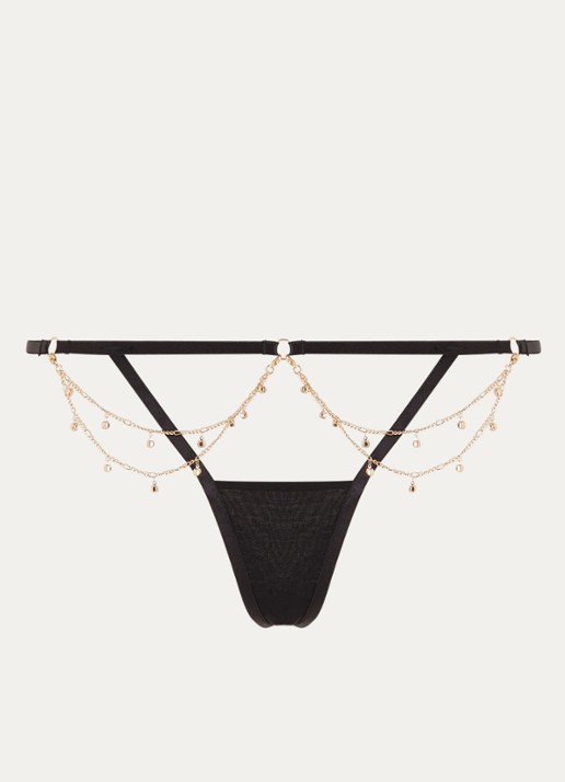 Bluebella Petri string met strass - voorkant zwart