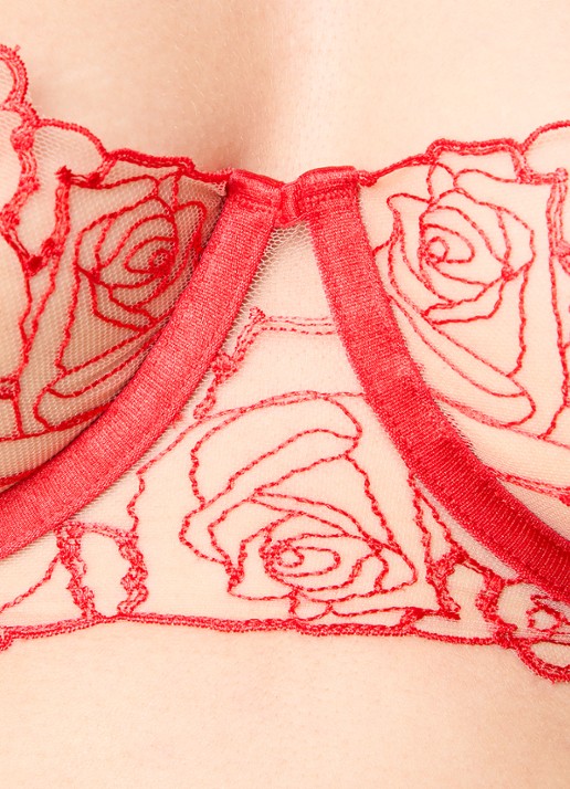 Bluebella Rosalie beugel bh van mesh met borduring - detail 4 rood