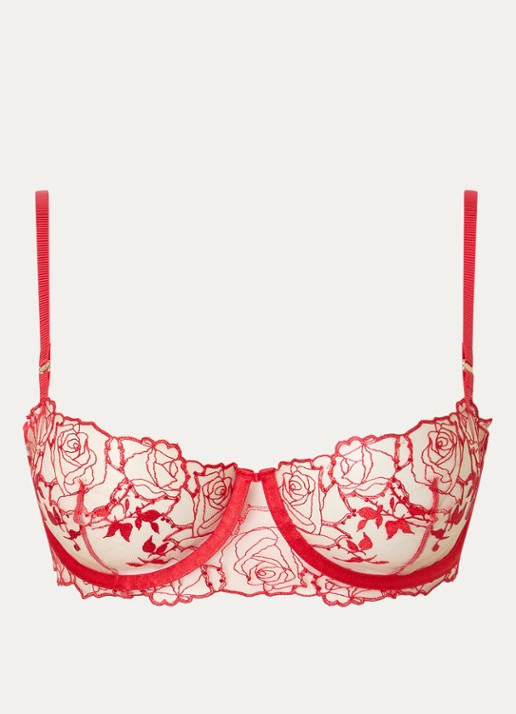 Bluebella Rosalie beugel bh van mesh met borduring - voorkant 9 rood
