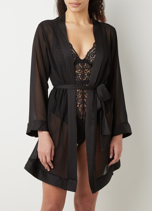 Bluebella Semi-transparante kimono - voorkant 4 zwart