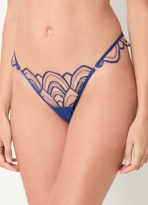 Bluebella Soraya jarretels van mesh met borduring - detail 4 donkerblauw