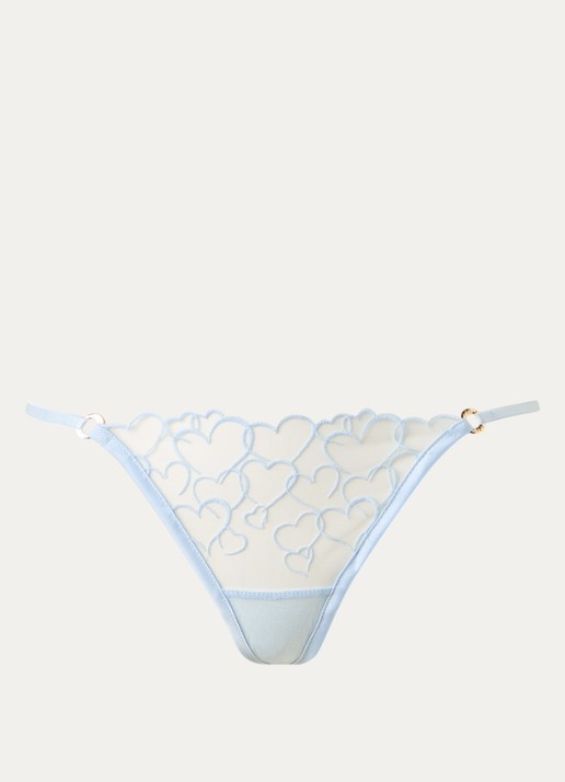 Bluebella Valentina string van mesh met borduring - voorkant 2 lichtblauw