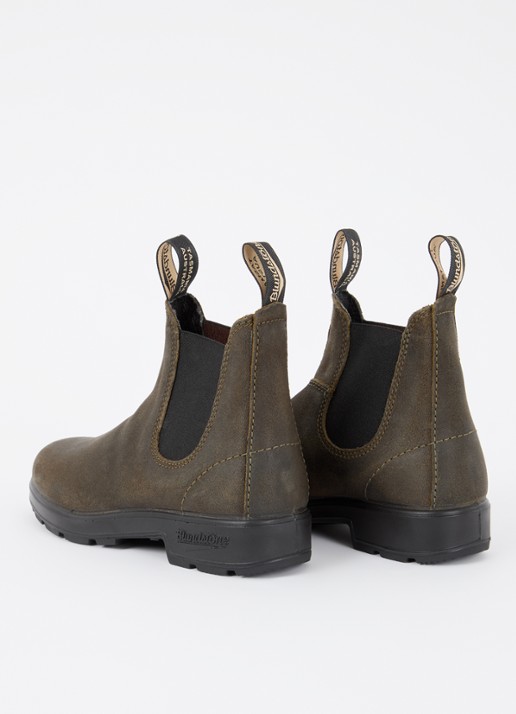 Blundstone 1615 Orinional chelsea boot van nubuck - achterkant bronsgroen