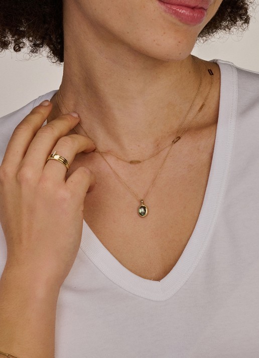 Blush Hanger van 14 karaat geelgoud met kristal 6097YBQ - voorkant 2 goud