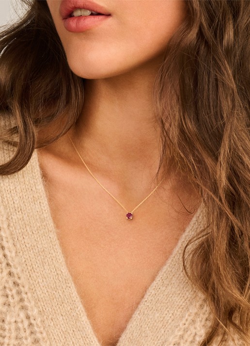 Blush Ketting van 14 karaat geelgoud met robijn 3200YRU  - voorkant 2 geelgoud