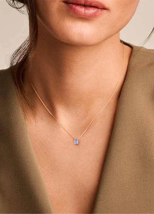 Blush Ketting van 14 karaat geelgoud met tanzaniet 3200YTZ - voorkant 5 geelgoud