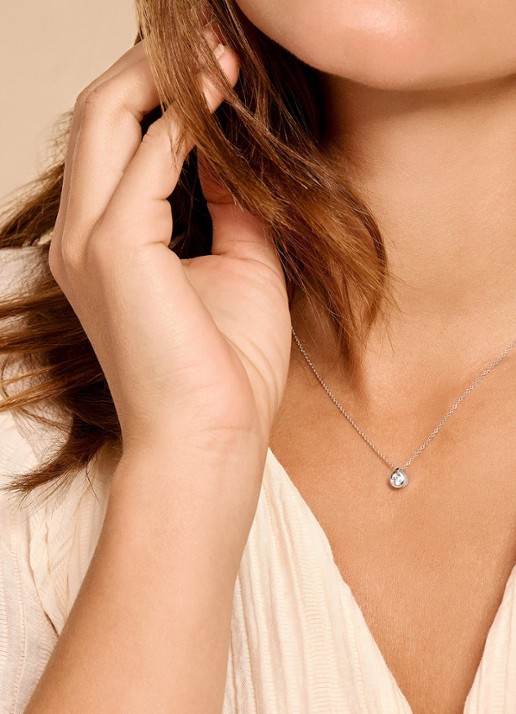 Blush Ketting van 14 karaat witgoud met zirkonia 3052WZI - voorkant 2 witgoud
