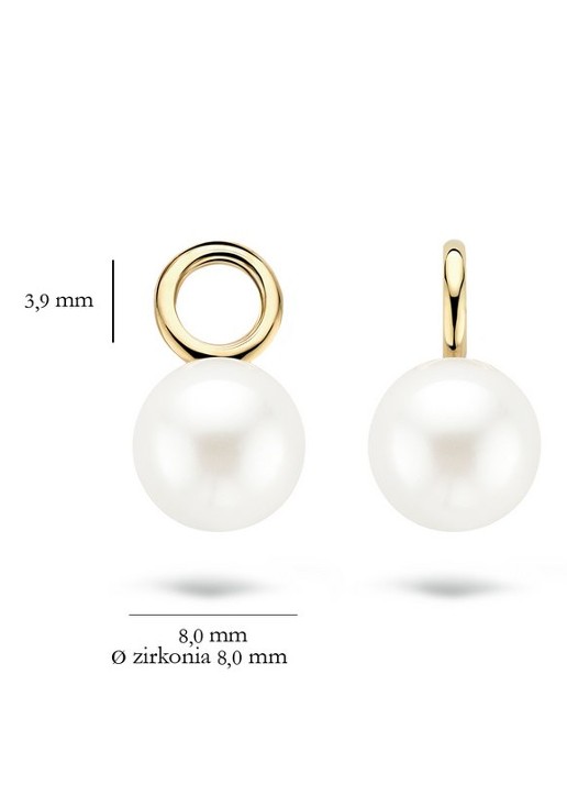 Blush Oorbedels van 14 karaat geelgoud met parel 9023YPW - detail 3 geelgoud