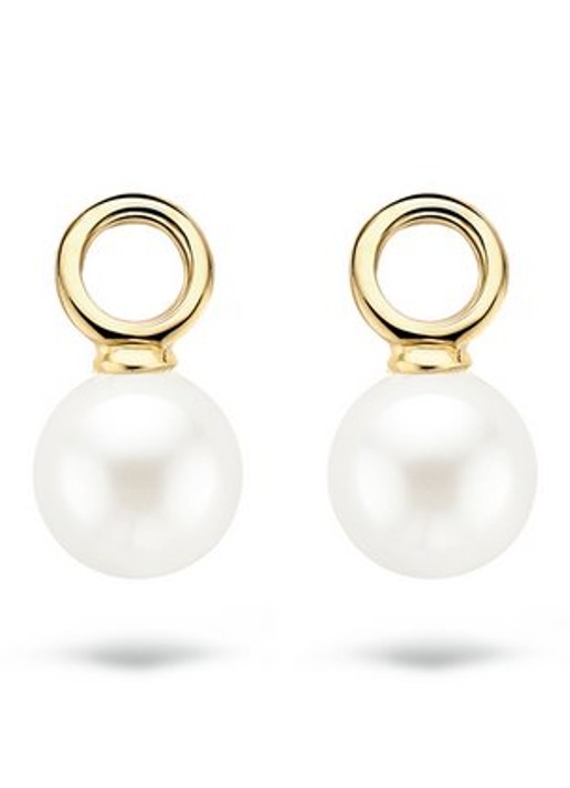 Blush Oorbelbedels van 14k geelgoud met parel - detail 3 wit